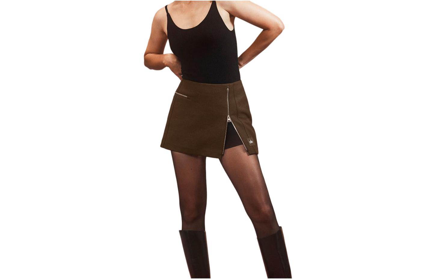 (Women) Alo Yoga A-Line High-Waist Wool Mini Skirt. W6383P-DUPLICATE