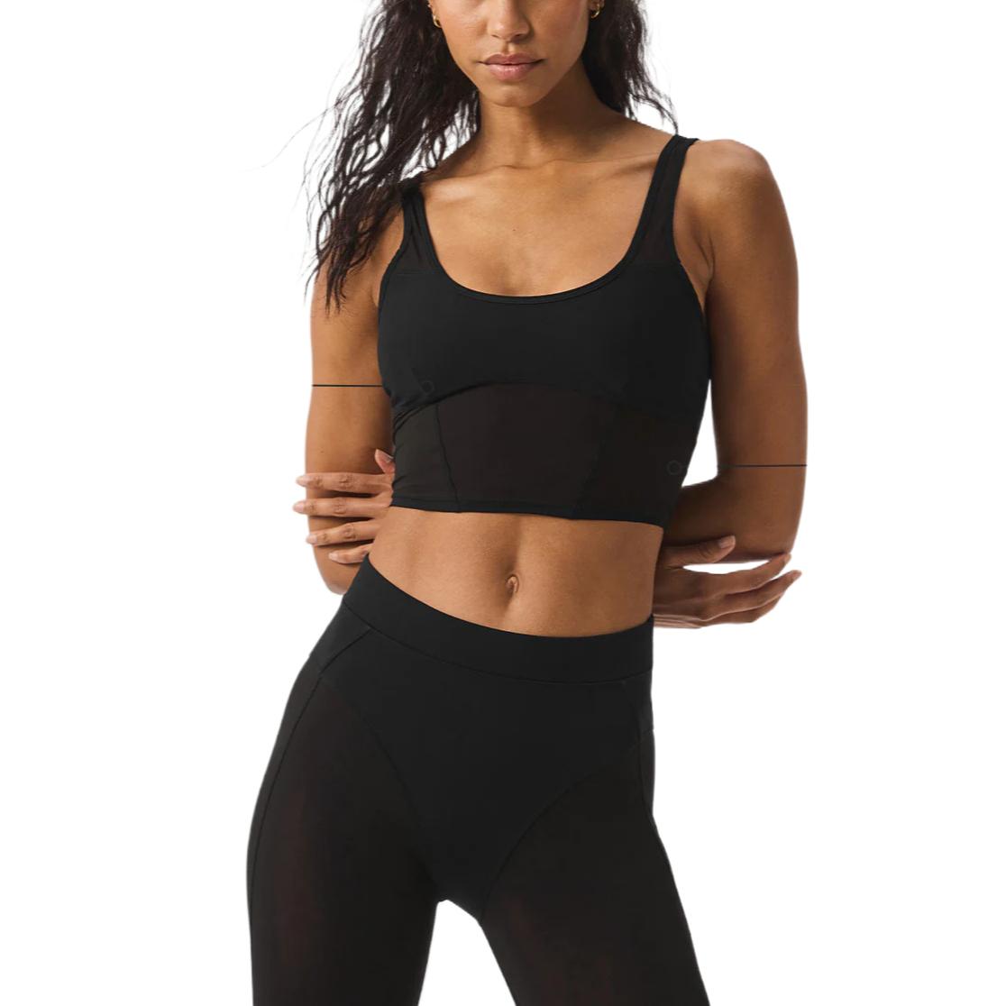(Women) Alo Yoga Airlift Mesh Cropped Tempo Tank Black - Stylish & Comfortable. W2774R