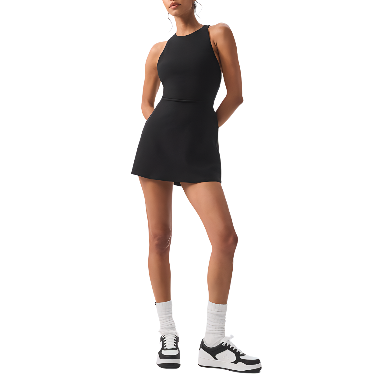 (Women) Alo Yoga Alosoft Backspin Sleeveless Tennis Dress with Inner Shorts for Women. w8276r