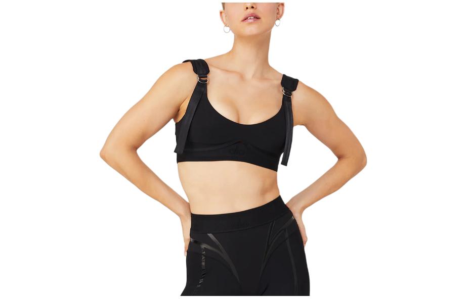 (Women) Alo Yoga Black Solid Lightweight Cutout Sports Bra W9638R