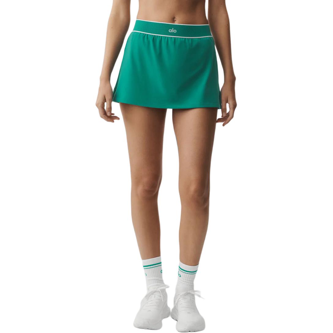 (Women) Alo Yoga Breathable Tennis Skirt with Logo Elastic & Built-in Shorts W6604R
