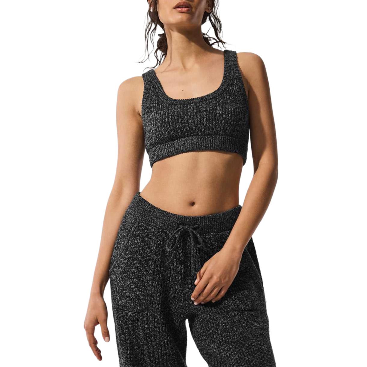 (Women) Alo Yoga Comfy Solid Sports Bra Grey Black W9821R