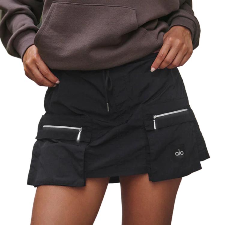 (Women) Alo Yoga Crinkle Surplus Mini Skirt Women’s Drawstring Casual Skirt With Logo. W6456R