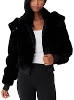 (Women) Alo Yoga Faux Fur Foxy Jacket Soft Hooded Long Sleeve Short Coat. w4496r (Women) Alo Yoga Faux Fur Foxy Jacket Soft Hooded Long Sleeve Short Coat. w4496r