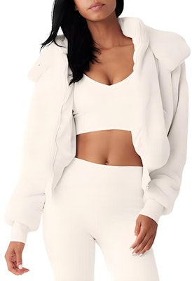 (W) Alo Yoga仿皮草连帽短款长袖夹克外套. w4496r Order (W) Alo Yoga仿皮草连帽短款长袖夹克外套. w4496r