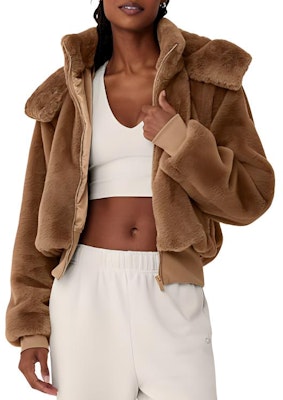 (W) Alo Yoga仿皮草连帽短款长袖夹克外套. w4496r Shop (W) Alo Yoga仿皮草连帽短款长袖夹克外套. w4496r