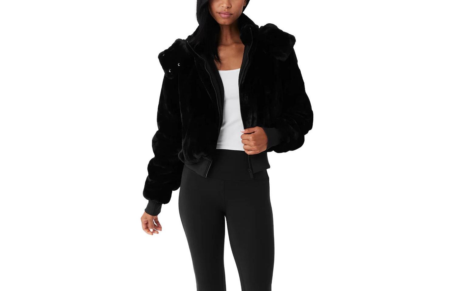(Women) Alo Yoga Faux Fur Foxy Jacket Detachable Hood Casual Jacket for Women. W4429R