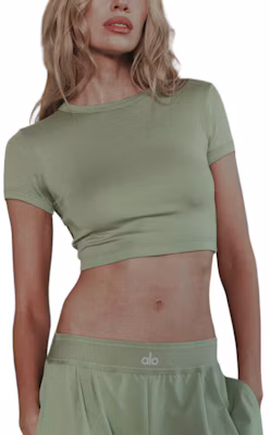 (Women) Alo Yoga Fitted Solid Color Crew Neck Short Sleeve T-Shirt W1511R Buy (Women) Alo Yoga Fitted Solid Color Crew Neck Short Sleeve T-Shirt W1511R