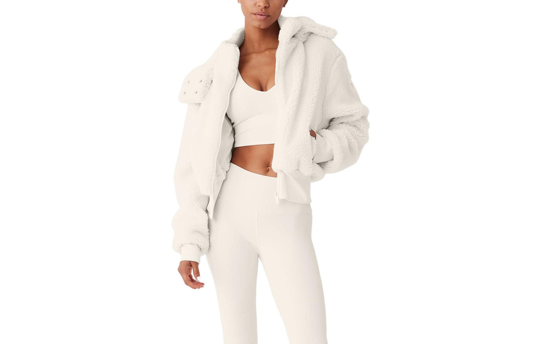 (Women) Alo Yoga Foxy Sherpa Detachable Hood Fleece Jacket Women’s White W4493R