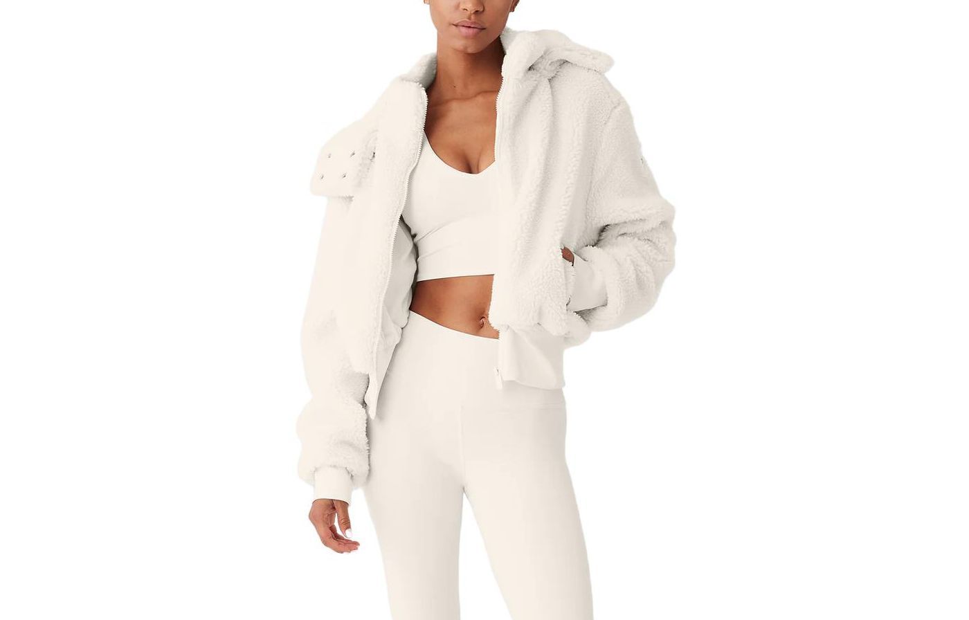 Order (W) Alo Yoga Foxy Sherpa可拆卸帽羊羔绒夹克 休闲纯色外套. W4313R