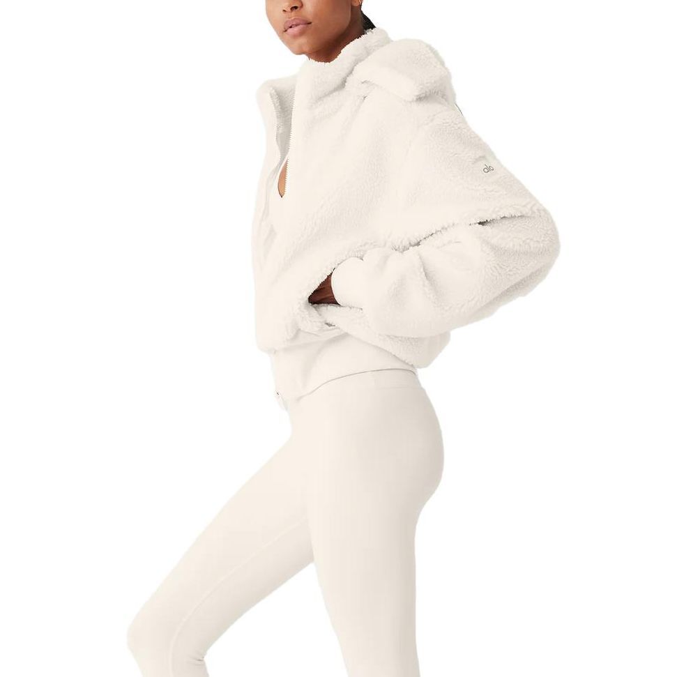 Shop (W) Alo Yoga Foxy Sherpa可拆卸帽羊羔绒夹克 休闲纯色外套. W4313R