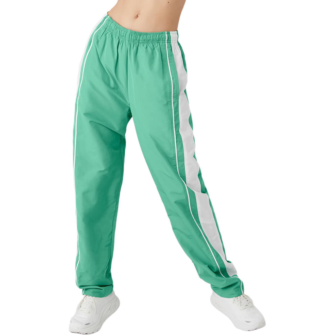 (Women) Alo Yoga High-Waist Colorblock Striped Tapered Pants Women - Green. W51242R