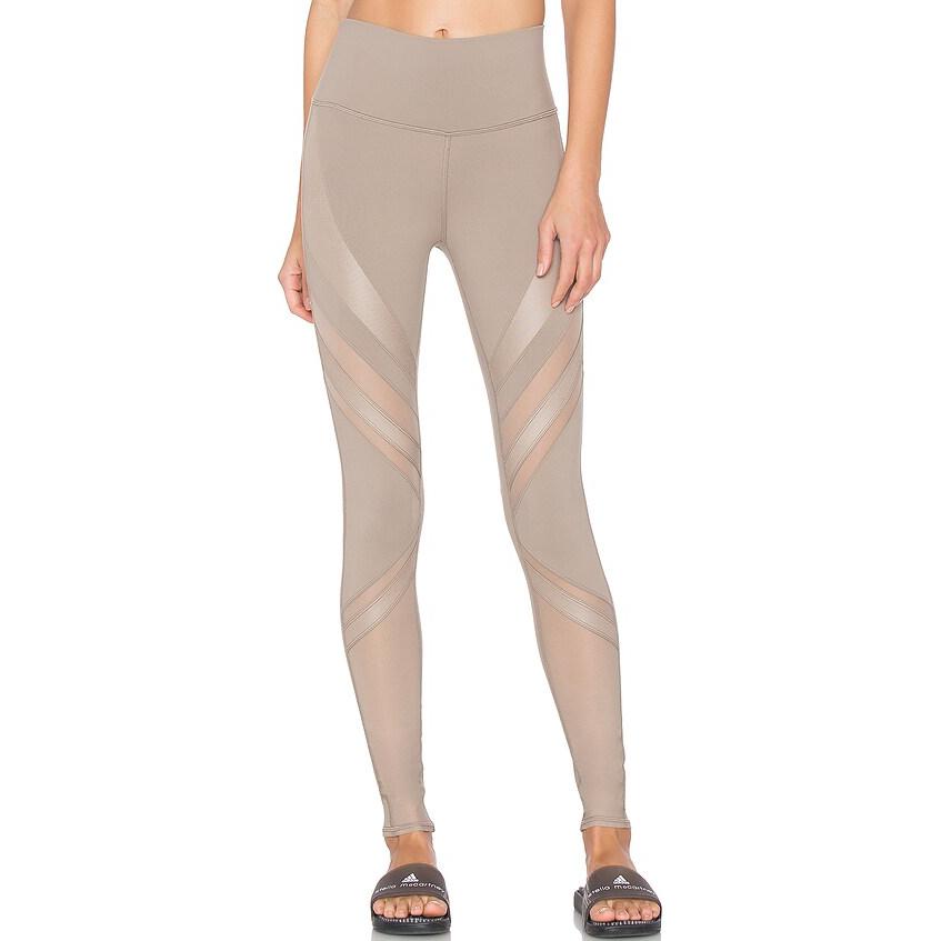 (Women) Alo Yoga High-Waist Striped Leggings - Gravel Color W5582R
