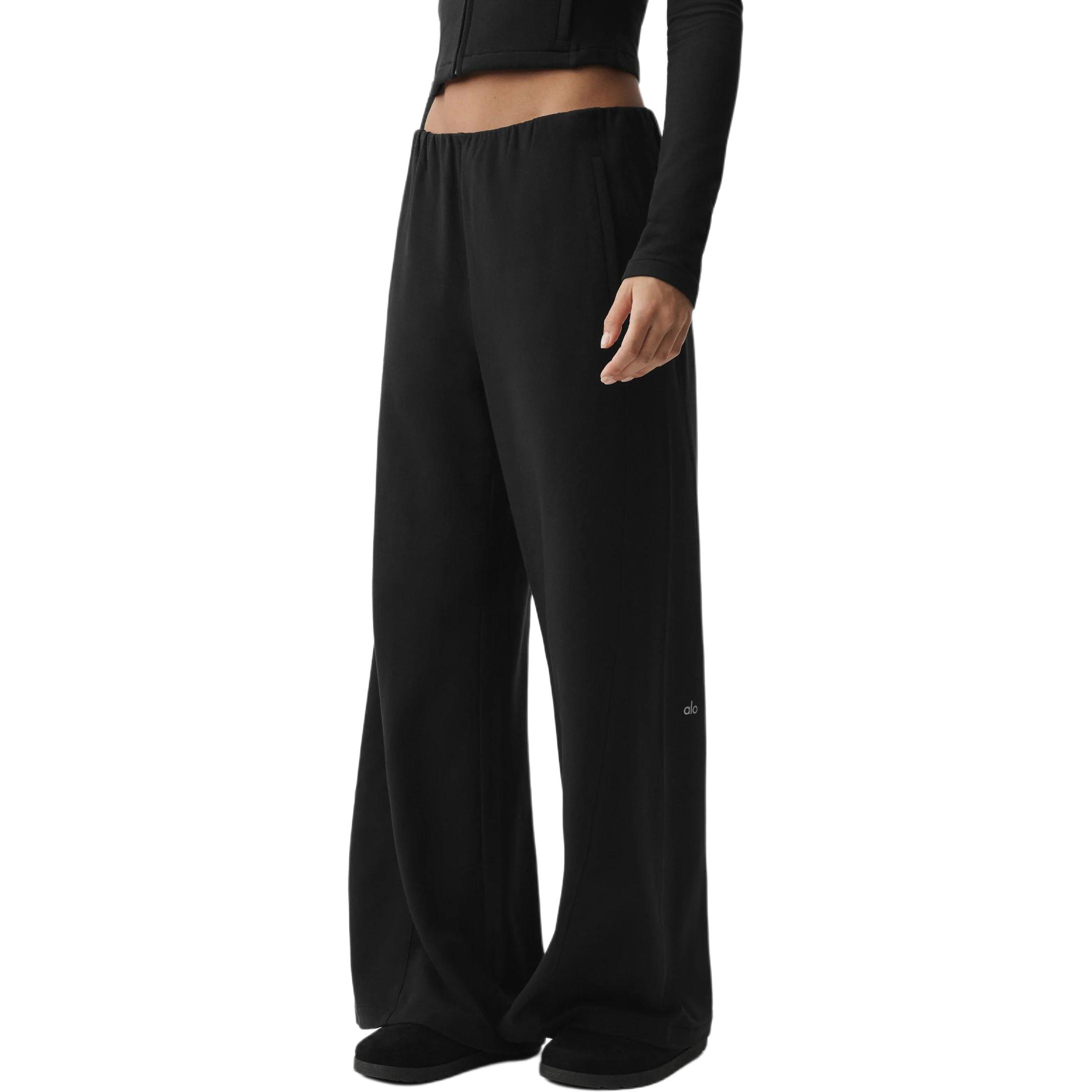 (Women) Alo Yoga Mid-Rise Solid Side Pocket Elastic Sports Pants W54395R-CLOTHES