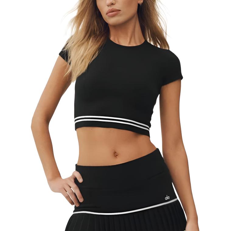 (Women) Alo Yoga My Serve Cropped Slim Fit Crewneck T-Shirt. W1516P