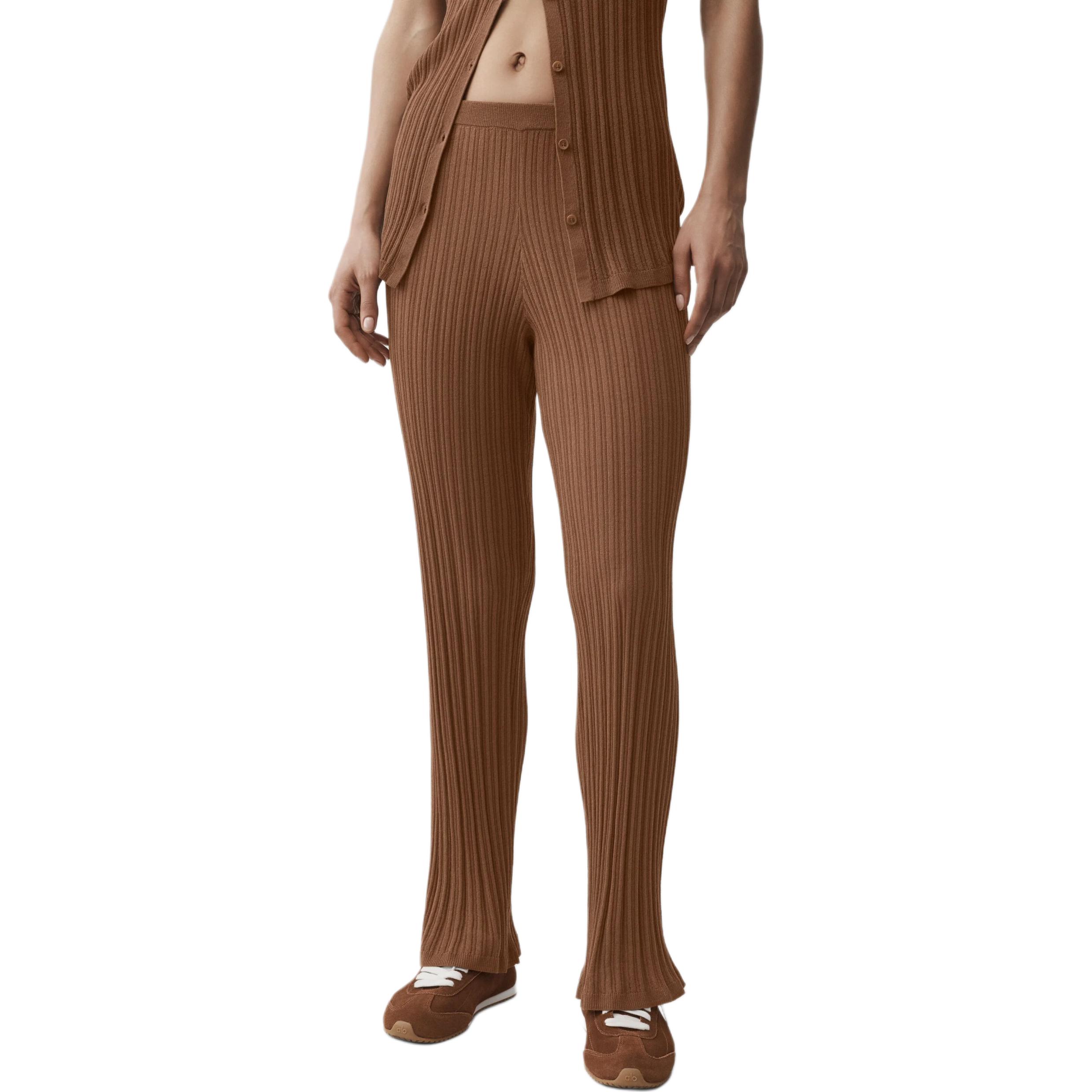 (Women) Alo Yoga Ribbed Knit Logo Sweatpants W54370R