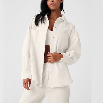 (W) Alo Yoga 女士罗纹天鹅绒山地外套宽松夹克单色外套。 W4468R Cheap (W) Alo Yoga 女士罗纹天鹅绒山地外套宽松夹克单色外套。 W4468R