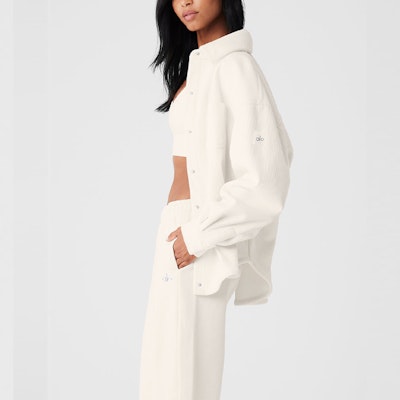 (W) Alo Yoga 女士罗纹天鹅绒山地外套宽松夹克单色外套。 W4468R 1