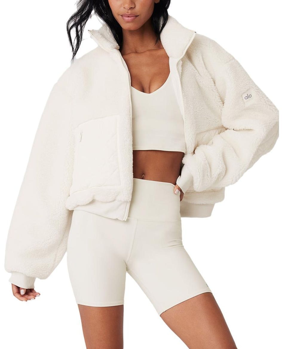 women-alo-yoga-sherpa-edge-bomber-zip-up-fleece-jacket-casual-solid-design-w4530-r