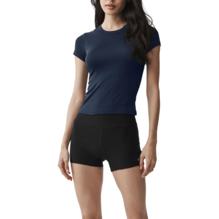 (Women) Alo Yoga Solid Color Crewneck Short-Sleeve Pullover T-Shirt W1509R