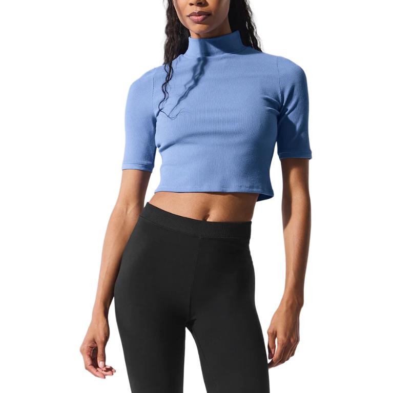(Women) Alo Yoga Solid Color Cropped Slim-Fit Short-Sleeve T-Shirt W1472RCLOTHES