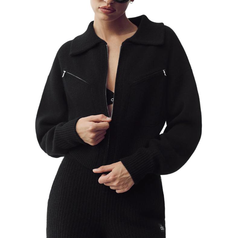 (Women) Alo Yoga Solid Color Zip-Up Jacket with Collar. W4769P