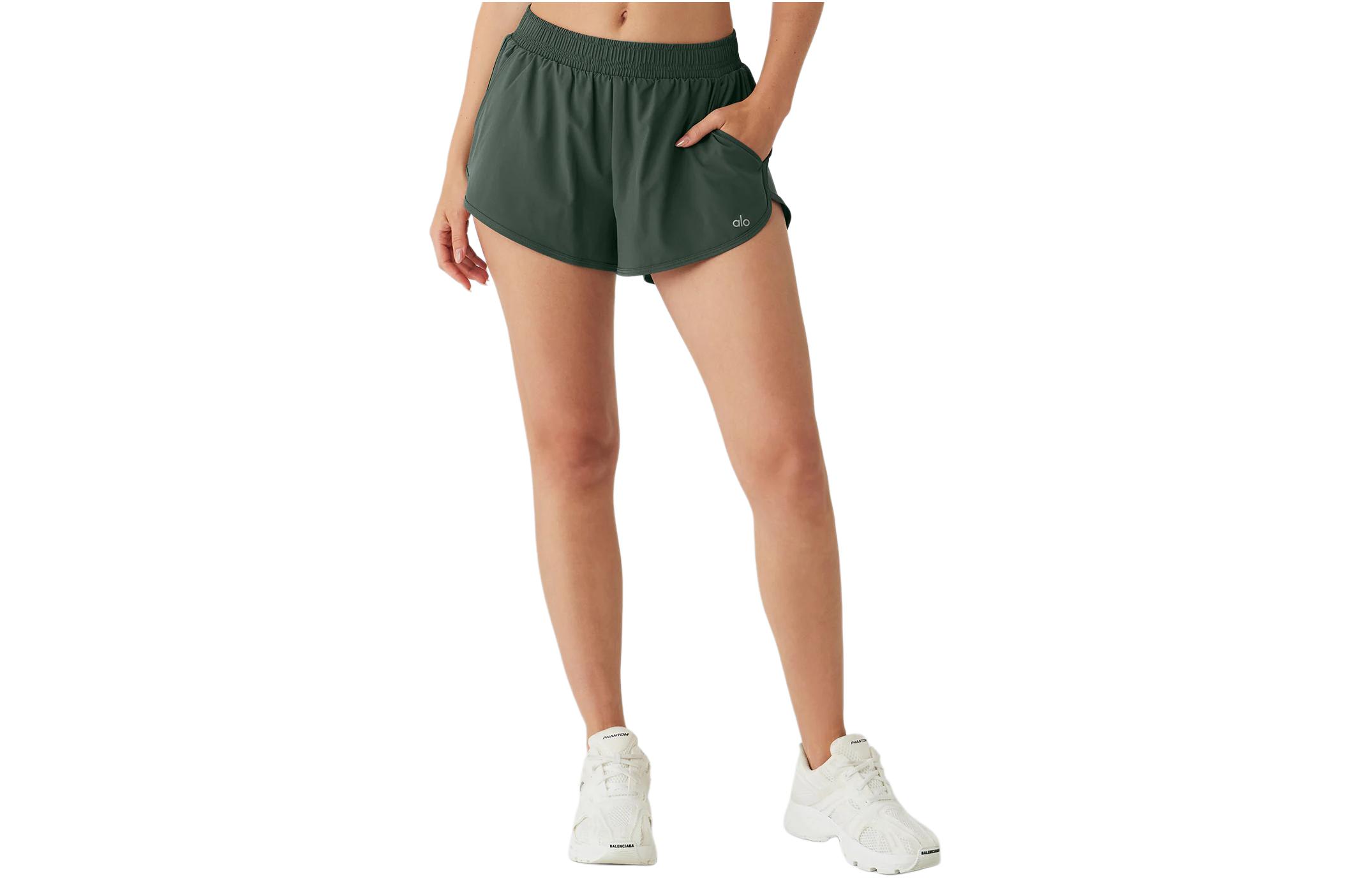 (Women) Alo Yoga Solid High-Waist Retro Loose Casual Shorts W6395R