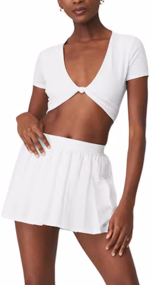 (Women) Alo Yoga Solid Tie-Front Cropped Short-Sleeve T-Shirt. W1417R Buy (Women) Alo Yoga Solid Tie-Front Cropped Short-Sleeve T-Shirt. W1417R