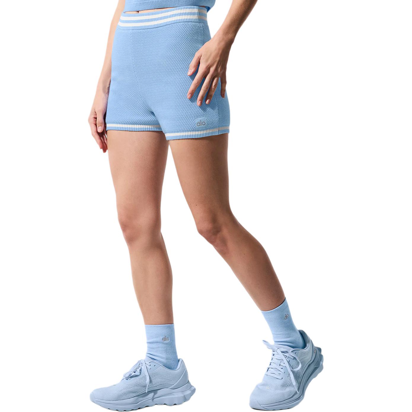 (Women) Alo Yoga Striped Knit High-Waist Relaxed Shorts W6496R