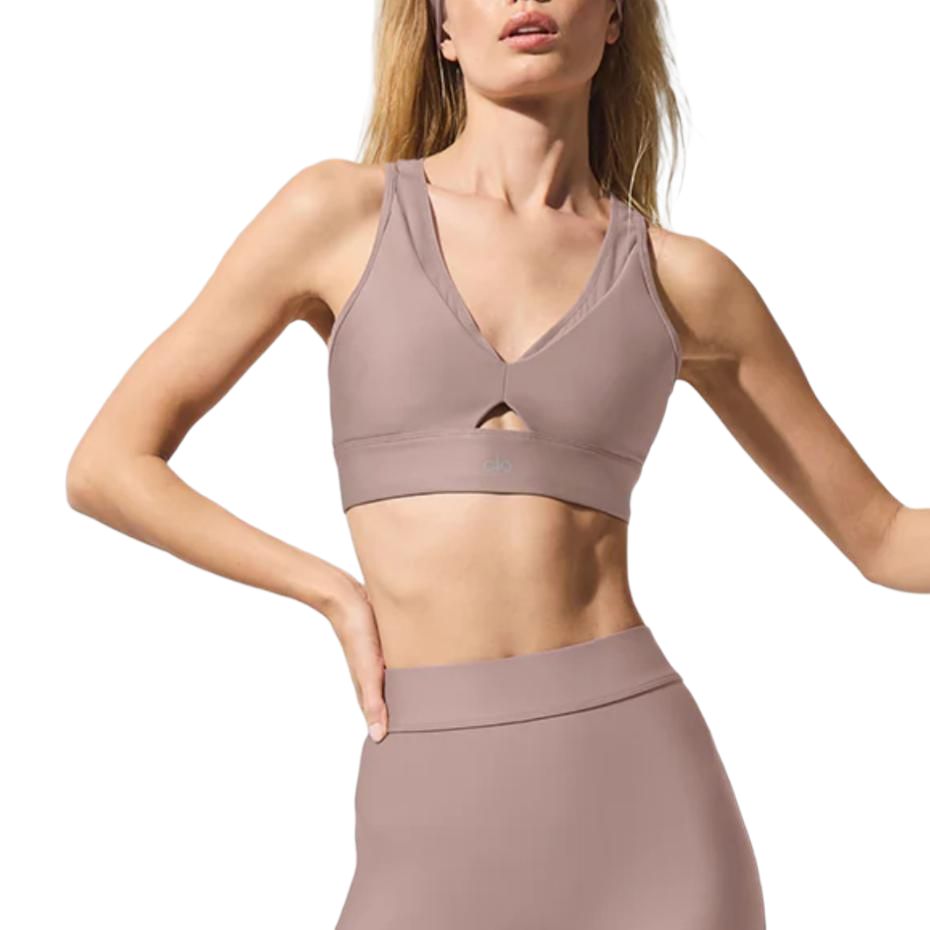 (Women) Alo Yoga V-Neck Logo Cutout Sports Bra Women W9853R