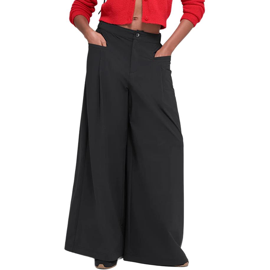 (Women) Alo Yoga Women’s Main Act Wide Leg Trousers - Lightweight Zip Relaxed Fit Pants W54223R