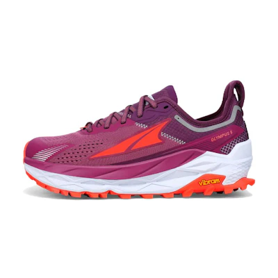 (W) Altra Olympus 5 Running Shoes Purple Orange White - Cushioned & Non-slip
