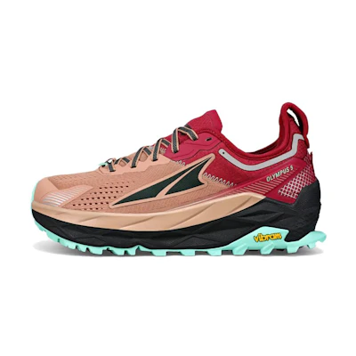 (W) Altra Olympus 5 Trail Running Shoes Red/Brown/Blue