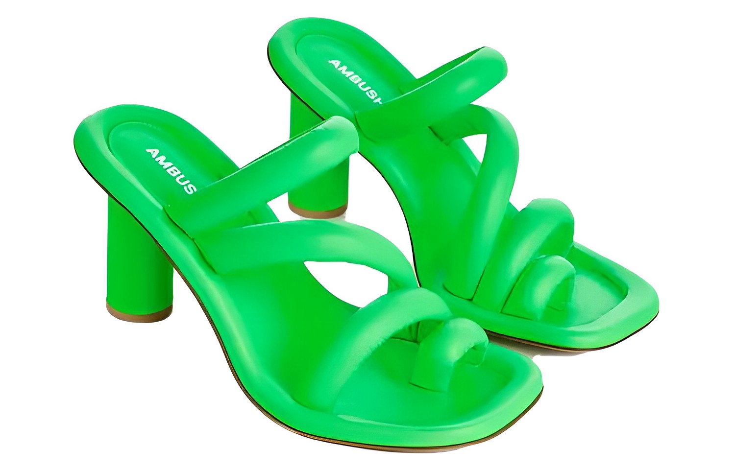 Lookbook (Women) AMBUSH 'Green Square Toe Block Heel' BWIH008S23LEA0017000