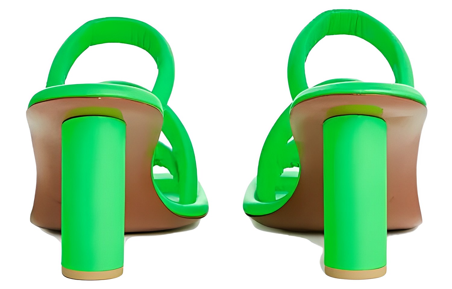 Shop (Women) AMBUSH 'Green Square Toe Block Heel' BWIH008S23LEA0017000