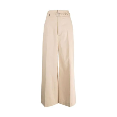 (Women) AMBUSH Beige Straight-Leg Pants with Solid Color Belt. BWCA010S21FAB0016200