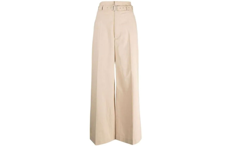 Order (W) Pantalones Beige de Pierna Recta AMBUSH con Cinturón de Color Sólido. BWCA010S21FAB0016200