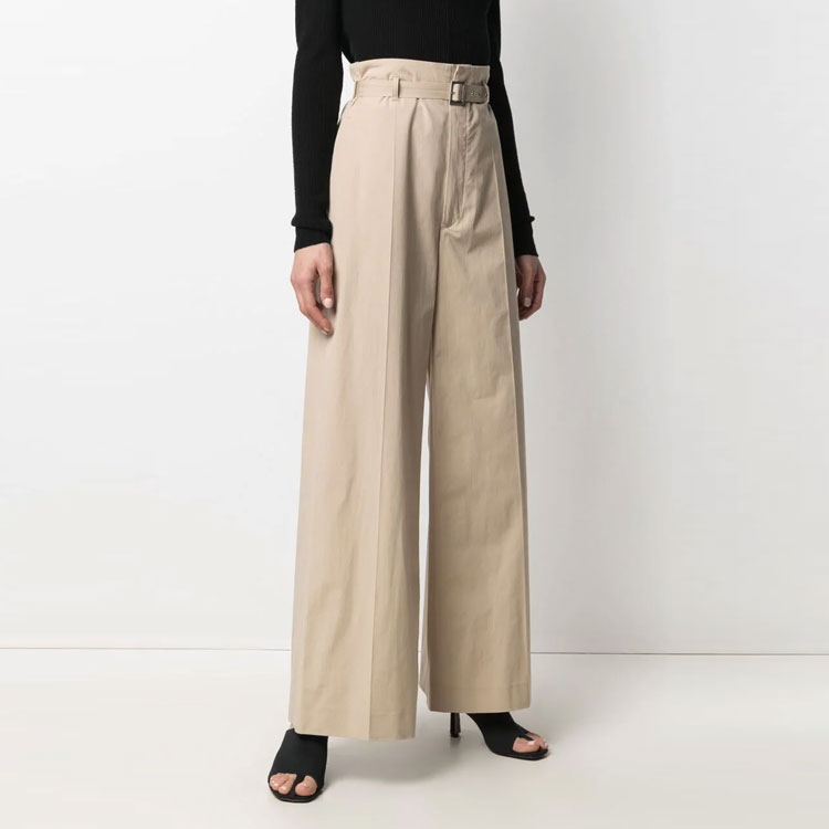 Purchase (W) Pantalones Beige de Pierna Recta AMBUSH con Cinturón de Color Sólido. BWCA010S21FAB0016200