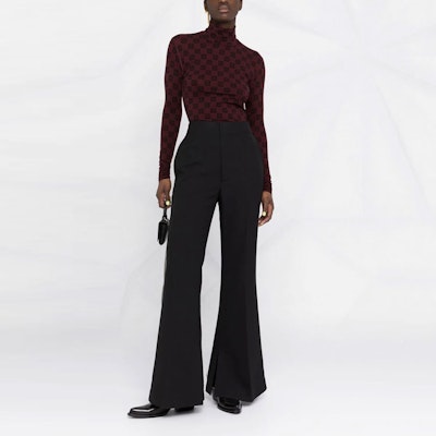 (W) アンブッシュ ブラック ハイウエスト フレア カジュアルパンツ. BWCA006S21FAB0011000 Lookbook (W) アンブッシュ ブラック ハイウエスト フレア カジュアルパンツ. BWCA006S21FAB0011000