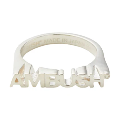 (Women) AMBUSH Engraved Letter Hollow Decorative Ring Silver Ring. BWOC022S23BRA0017200