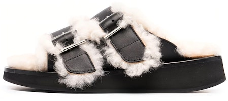 (Women) AMBUSH Flat Sandal 'Black Fur Detail' BWIH003F21LEA0011010 (Women) AMBUSH Flat Sandal 'Black Fur Detail' BWIH003F21LEA0011010