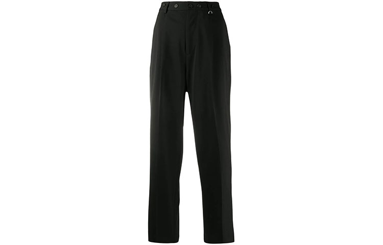 (Women) AMBUSH FW21 Black Balloon-Cut Tailored Trousers with Ruched Details. BMCA014F20FAB0011000