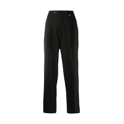 (Women) AMBUSH FW21 Black Balloon-Cut Tailored Trousers with Ruched Details. BMCA014F20FAB0011000