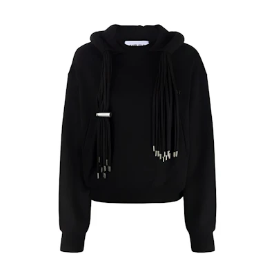(Women) AMBUSH FW21 Black Drawstring Pullover Hoodie Casual Wear. BWBB004F21FLE0011010