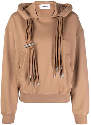 (W) AMBUSH FW21 Hoodie Coklat dengan Logo dan Detail Rumbai. BWBB004F21FLE0016262 Buy (W) AMBUSH FW21 Hoodie Coklat dengan Logo dan Detail Rumbai. BWBB004F21FLE0016262