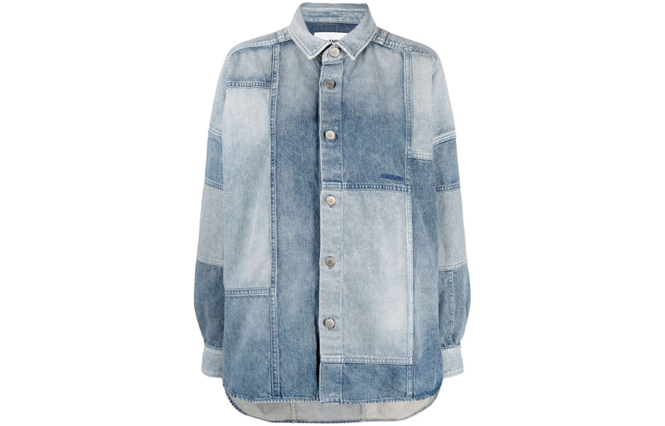 Order (W) AMBUSH 2021秋冬蓝色牛仔拼接长袖衬衫 BWYD001S21DEN0014545