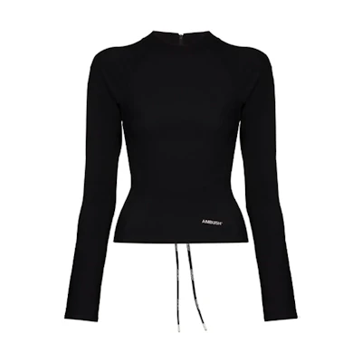 (Women) AMBUSH FW21 Logo Crewneck Fitness Shirt Black BMAD001F20FAB0011000
