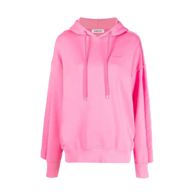 (Women) AMBUSH FW21 Pink Hoodie with Embroidered Logo. BWBB006F21FLE0013030