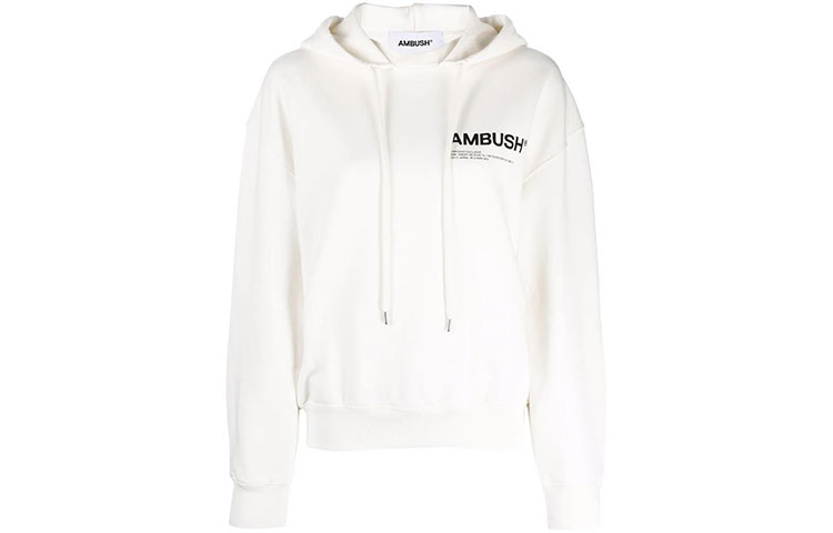 Order (W) AMBUSH FW21 白色标志印花棉质抽绳连帽衫. BWBB003F21FLE0010310