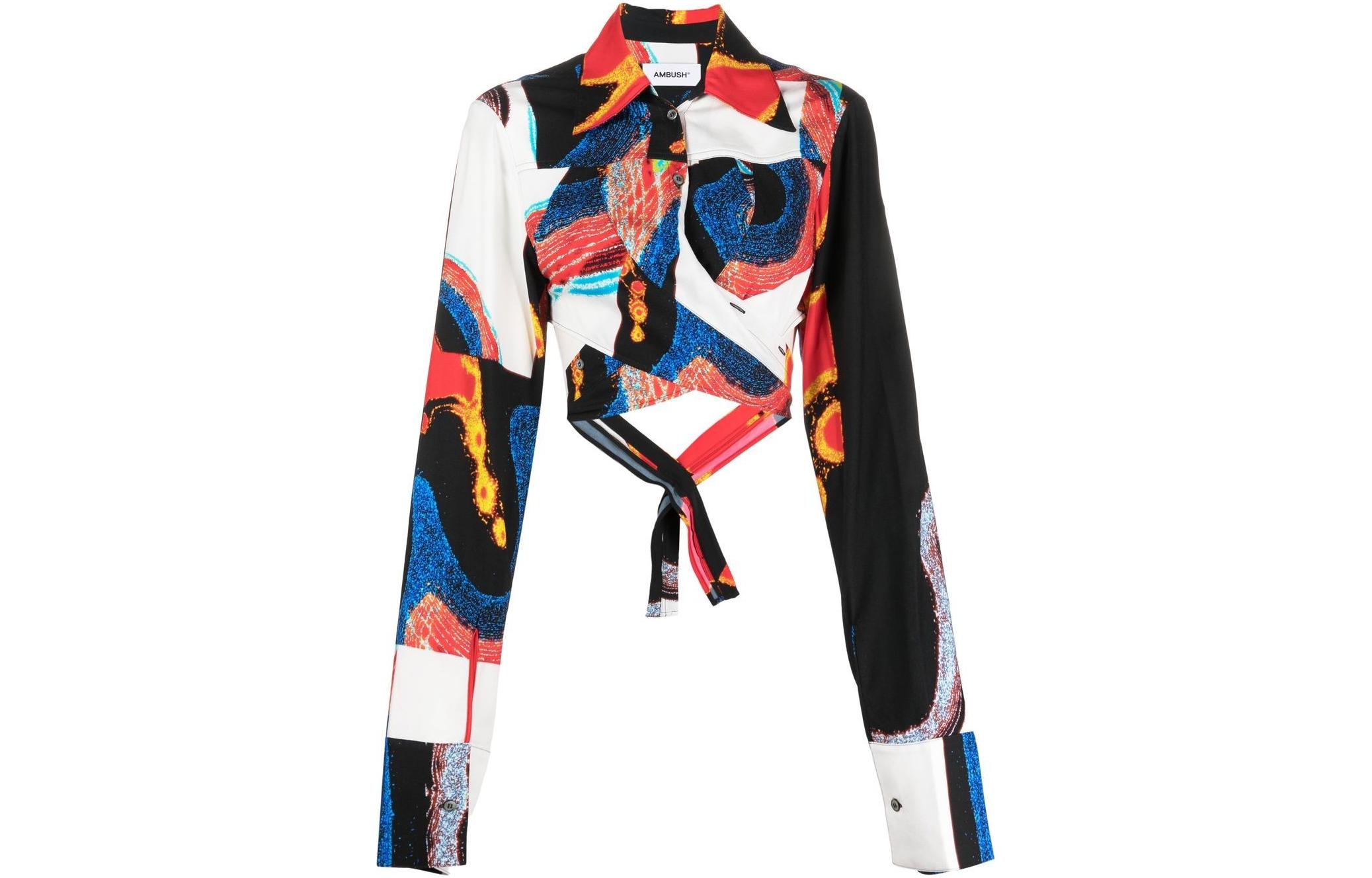 Order (W) AMBUSH 秋冬款22 抽象印花镂空长袖衬衫 多色款 BWGA039F22FAB0028400